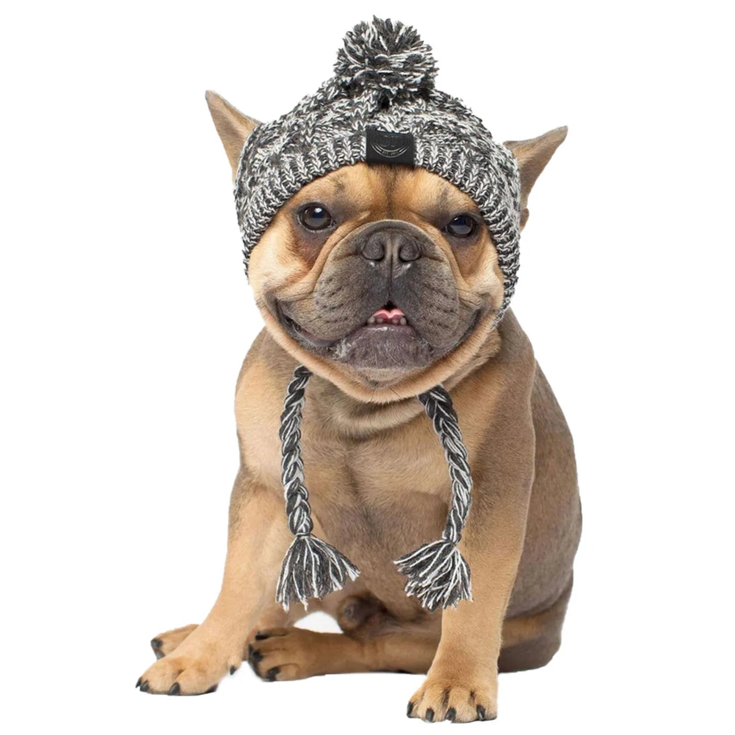 Windproof Knitted Winter Hat for Dogs - French Bulldog and Chihuahua Designs with Fluffy Ball Accessories